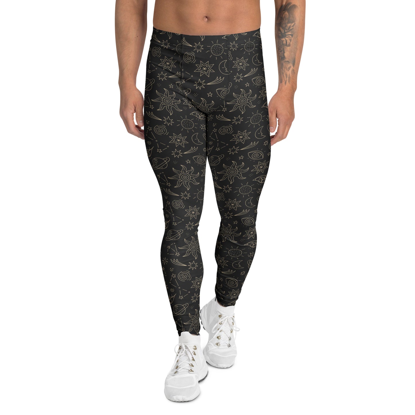 Unique Celestial Doodle Black Cosmic Space Men's Leggings Activewear Shop Celestial Doodle Black Cosmic Space Men's Leggings for a striking celestial look, designed to bring cosmic energy to your wardrobe. Explore Celestial Doodle Black Cosmic Space Men's Leggings, blending bold galaxy-inspired art with a comfortable fit for standout everyday style. Make an out-of-this-world statement in Celestial Doodle Black Cosmic Space Men's Leggings with unique starry style and all-day comfort.
