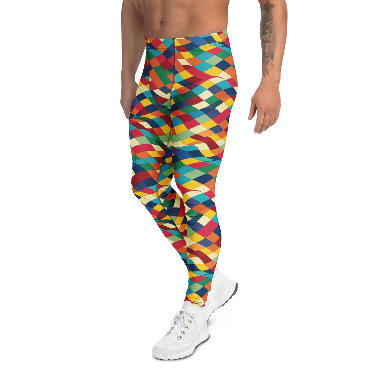 Cool Vibrant Modern Geometric Colorwave Men's Leggings for Active Wear Shop Vibrant Modern Geometric Colorwave Men's Leggings Activewear, designed for bold workouts, flexible movement, and standout everyday style. Elevate your gym and streetwear rotation with Vibrant Modern Geometric Colorwave Men's Leggings Activewear—bold, flexible, and unique. Buy Vibrant Modern Geometric Colorwave Men's Leggings Activewear for a striking look, all-day comfort, and performance-ready stretch.