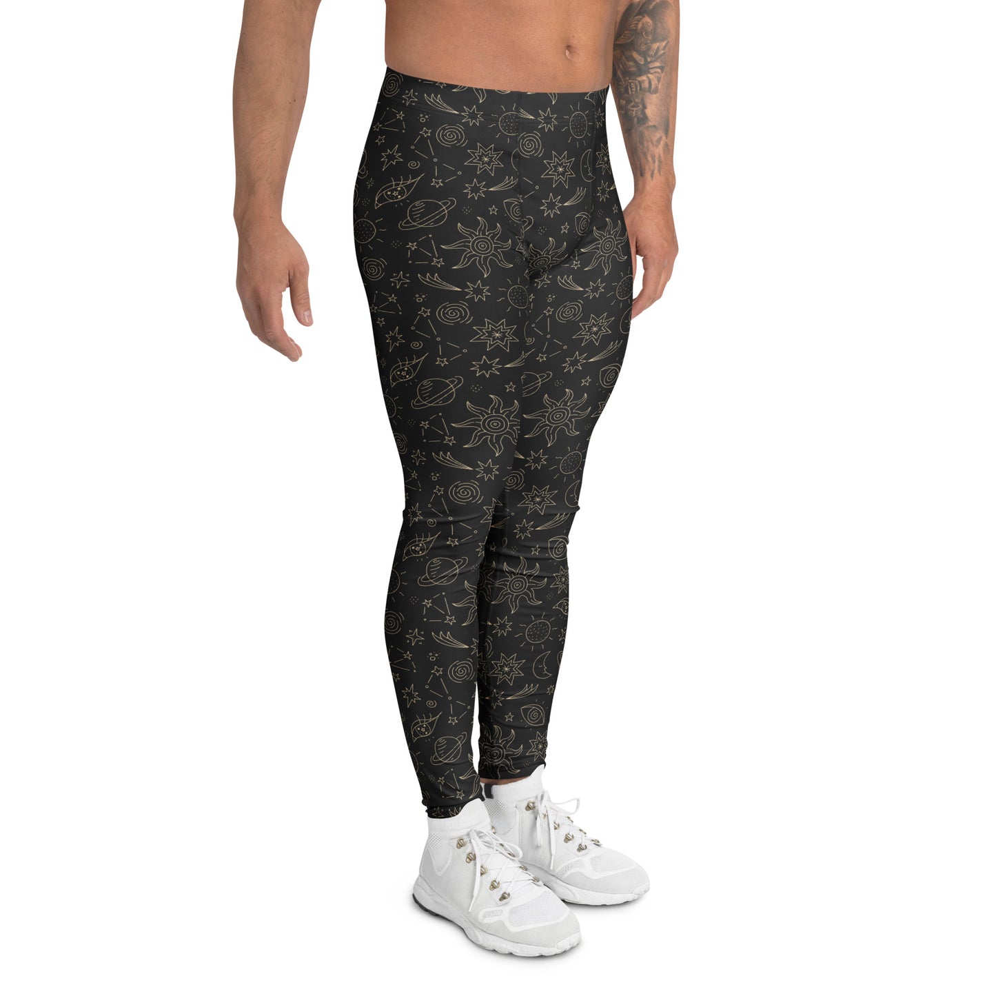 Unique Celestial Doodle Black Cosmic Space Men's Leggings Activewear Shop Celestial Doodle Black Cosmic Space Men's Leggings for a striking celestial look, designed to bring cosmic energy to your wardrobe. Explore Celestial Doodle Black Cosmic Space Men's Leggings, blending bold galaxy-inspired art with a comfortable fit for standout everyday style. Make an out-of-this-world statement in Celestial Doodle Black Cosmic Space Men's Leggings with unique starry style and all-day comfort.