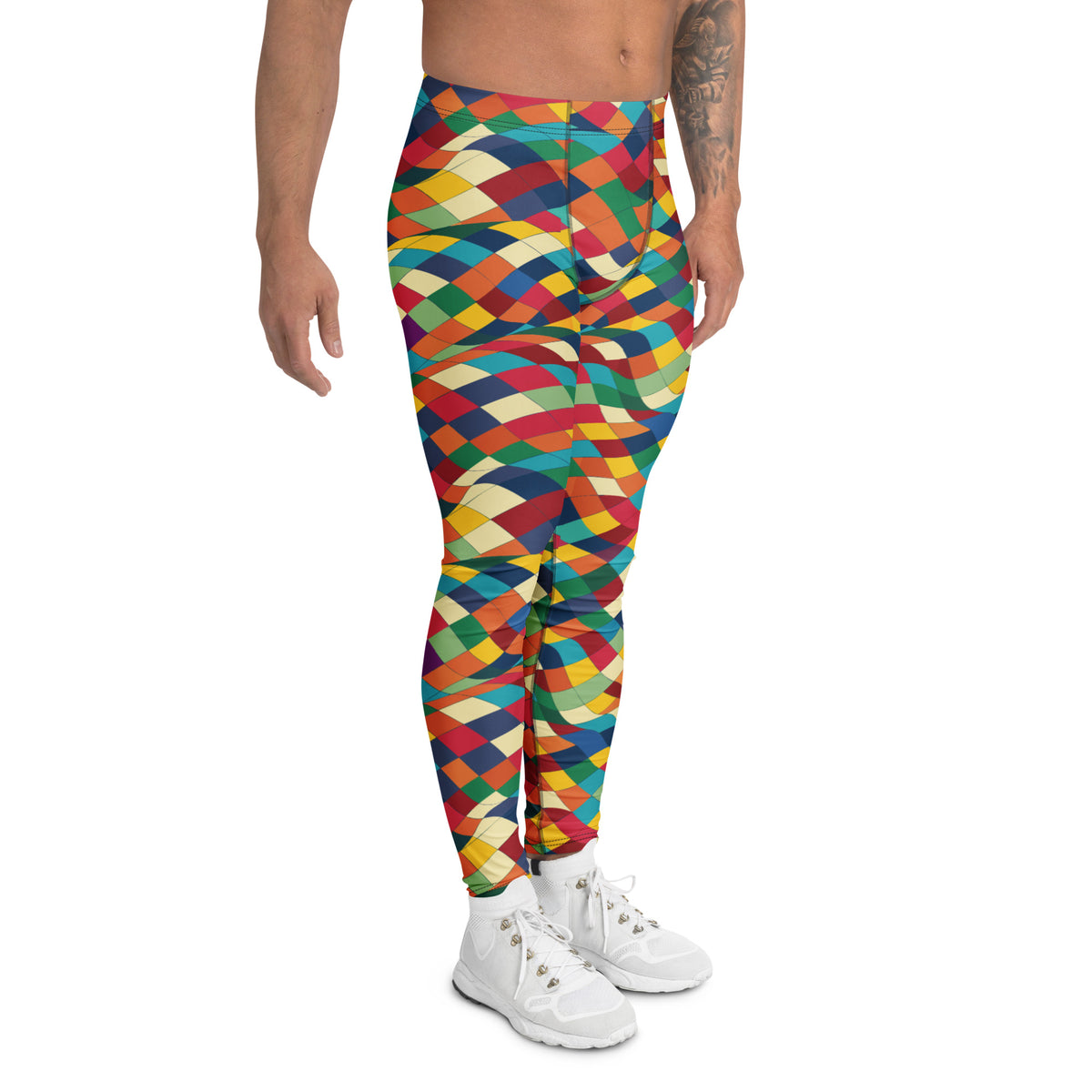 Cool Vibrant Modern Geometric Colorwave Men's Leggings for Active Wear Shop Vibrant Modern Geometric Colorwave Men's Leggings Activewear, designed for bold workouts, flexible movement, and standout everyday style. Elevate your gym and streetwear rotation with Vibrant Modern Geometric Colorwave Men's Leggings Activewear—bold, flexible, and unique. Buy Vibrant Modern Geometric Colorwave Men's Leggings Activewear for a striking look, all-day comfort, and performance-ready stretch.