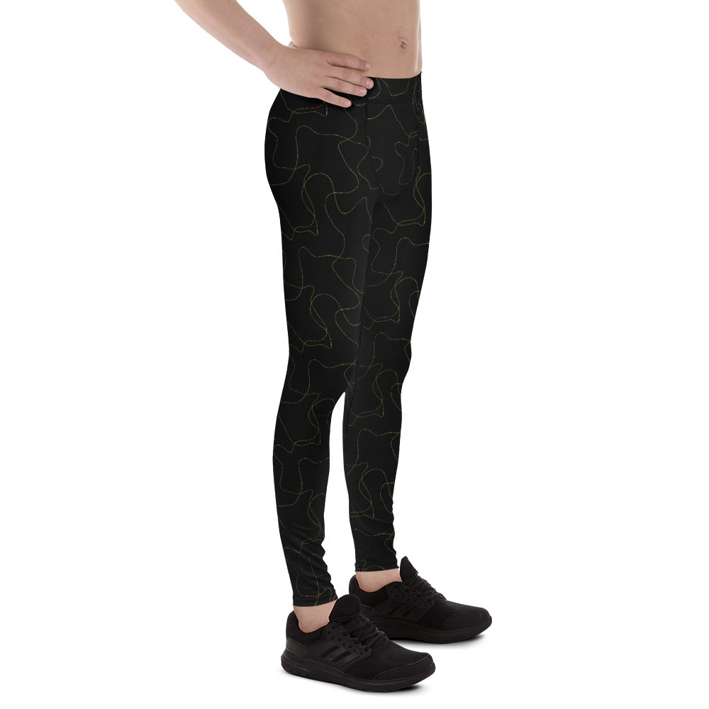 Make a statement in Modern Abstract Gold Lines on Men's Black Leggings Active Wear, featuring an eye-catching design and comfortable all-day fit. Elevate your activewear with Modern Abstract Gold Lines on Men's Black Leggings, blending bold style, comfort, and versatile performance. Buy Modern Abstract Gold Lines on Men's Black Leggings for a striking, sleek look designed for workouts, lounging, and everyday wear.