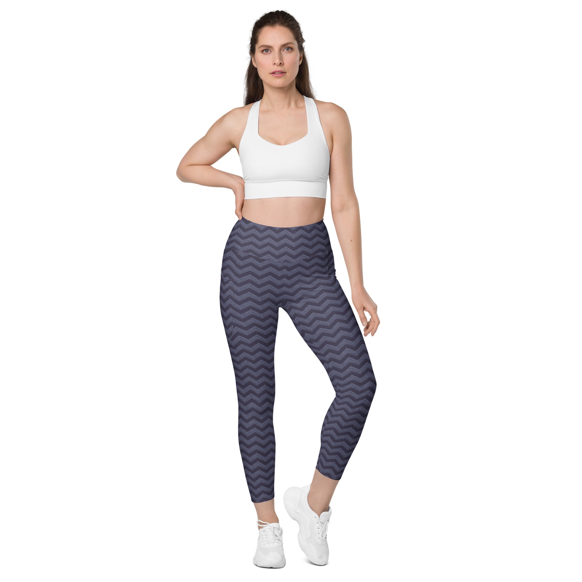 Unique Navy Chevron Zigzag Pattern Leggings with Pockets Activewear Shop Navy Chevron Zigzag Pattern Leggings with Pockets Activewear, designed for stylish workouts, everyday comfort, and essentials on the go. Update your workout wardrobe with Navy Chevron Zigzag Pattern Leggings with Pockets Activewear—where eye-catching style meets function. Buy Navy Chevron Zigzag Pattern Leggings with Pockets Activewear for a bold look, flexible comfort, and convenient storage.