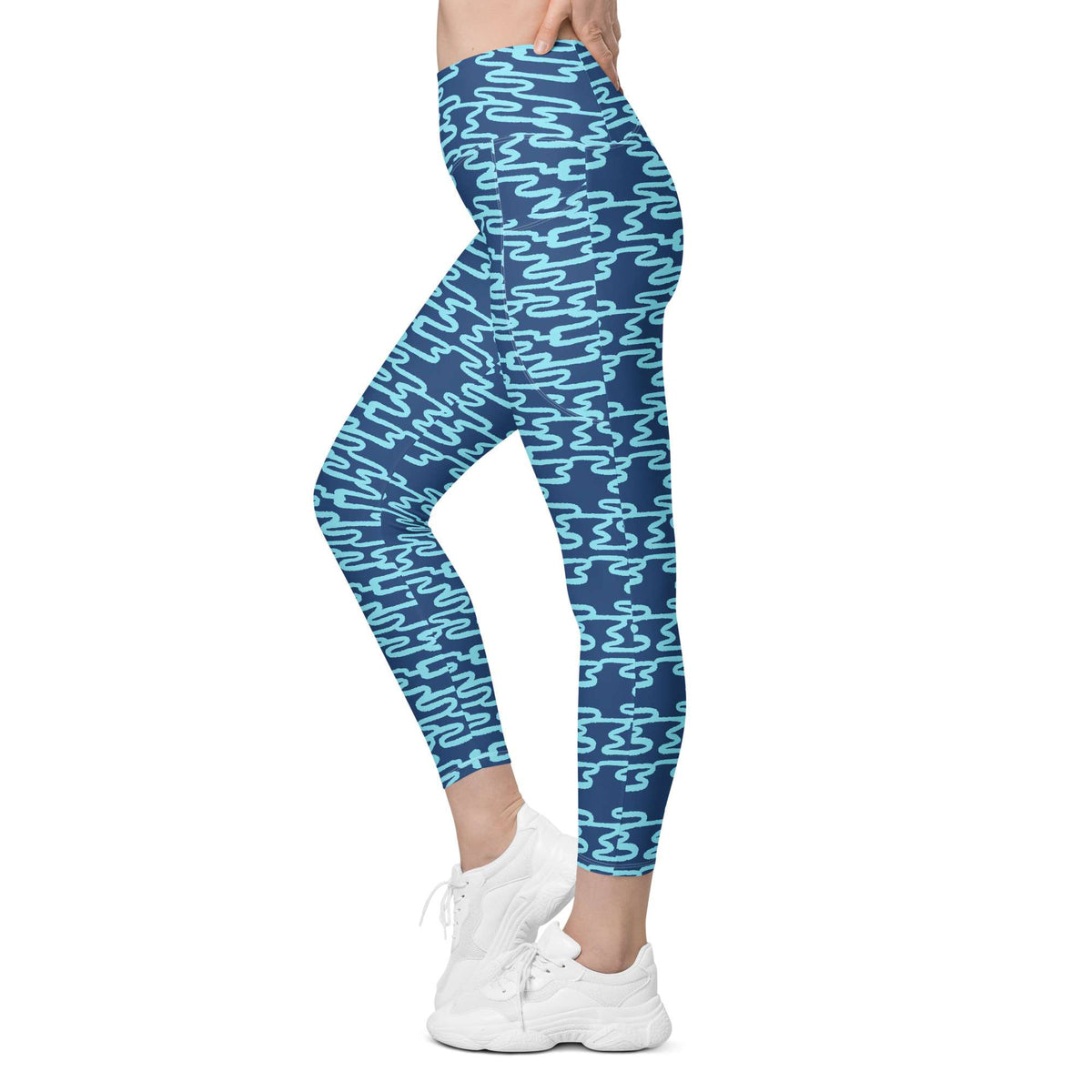 Shop Bold Blue Wavy Lines Pattern Leggings with Pockets Activewear now for standout style, soft stretch comfort, and handy everyday storage. Elevate your activewear with Bold Blue Wavy Lines Pattern Leggings with Pockets, designed for flexible movement, vibrant flair, and essentials close at hand. Buy Bold Blue Wavy Lines Pattern Leggings with Pockets for a striking look, comfortable all-day wear, and practical pockets wherever you go.