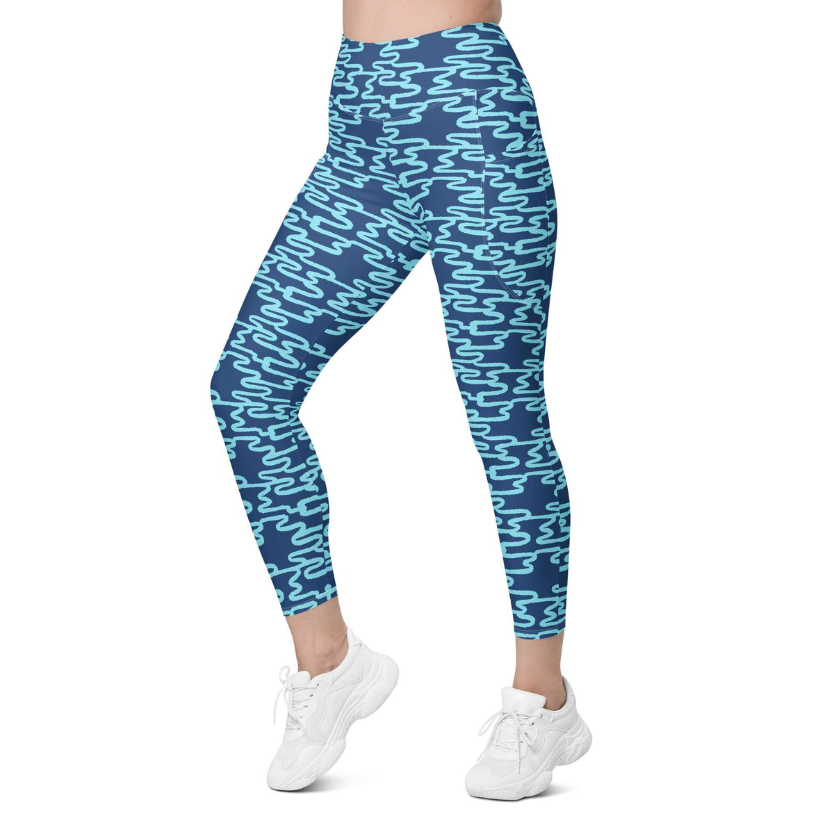 Shop Bold Blue Wavy Lines Pattern Leggings with Pockets Activewear now for standout style, soft stretch comfort, and handy everyday storage. Elevate your activewear with Bold Blue Wavy Lines Pattern Leggings with Pockets, designed for flexible movement, vibrant flair, and essentials close at hand. Buy Bold Blue Wavy Lines Pattern Leggings with Pockets for a striking look, comfortable all-day wear, and practical pockets wherever you go.