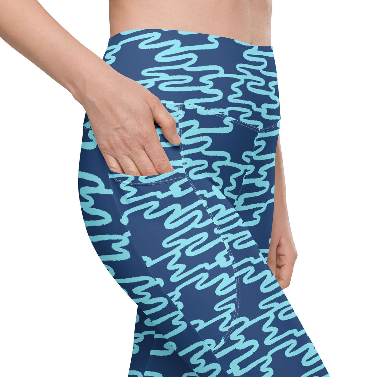 Shop Bold Blue Wavy Lines Pattern Leggings with Pockets Activewear now for standout style, soft stretch comfort, and handy everyday storage. Elevate your activewear with Bold Blue Wavy Lines Pattern Leggings with Pockets, designed for flexible movement, vibrant flair, and essentials close at hand. Buy Bold Blue Wavy Lines Pattern Leggings with Pockets for a striking look, comfortable all-day wear, and practical pockets wherever you go.