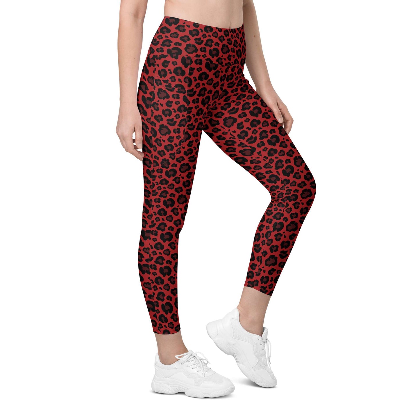 Bold Red Leopard Print Leggings with Pockets Activewear Shop Bold Red Leopard Print Leggings with Pockets Activewear for a fierce workout look, flexible comfort, and handy everyday storage.