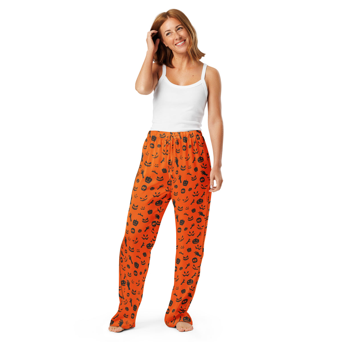 Trendy Cute Orange Halloween Pattern Women's Pajama Pants Casual Wear Shop Cute Orange Halloween Pattern Women's Pajama Pants for cozy nights, festive lounging, and spooky-season comfort in a playful print. Celebrate spooky season in Cute Orange Halloween Pattern Women's Pajama Pants with a fun festive design and all-night comfort. Buy Cute Orange Halloween Pattern Women's Pajama Pants, made for comfy fall evenings, costume parties, and relaxing at home.