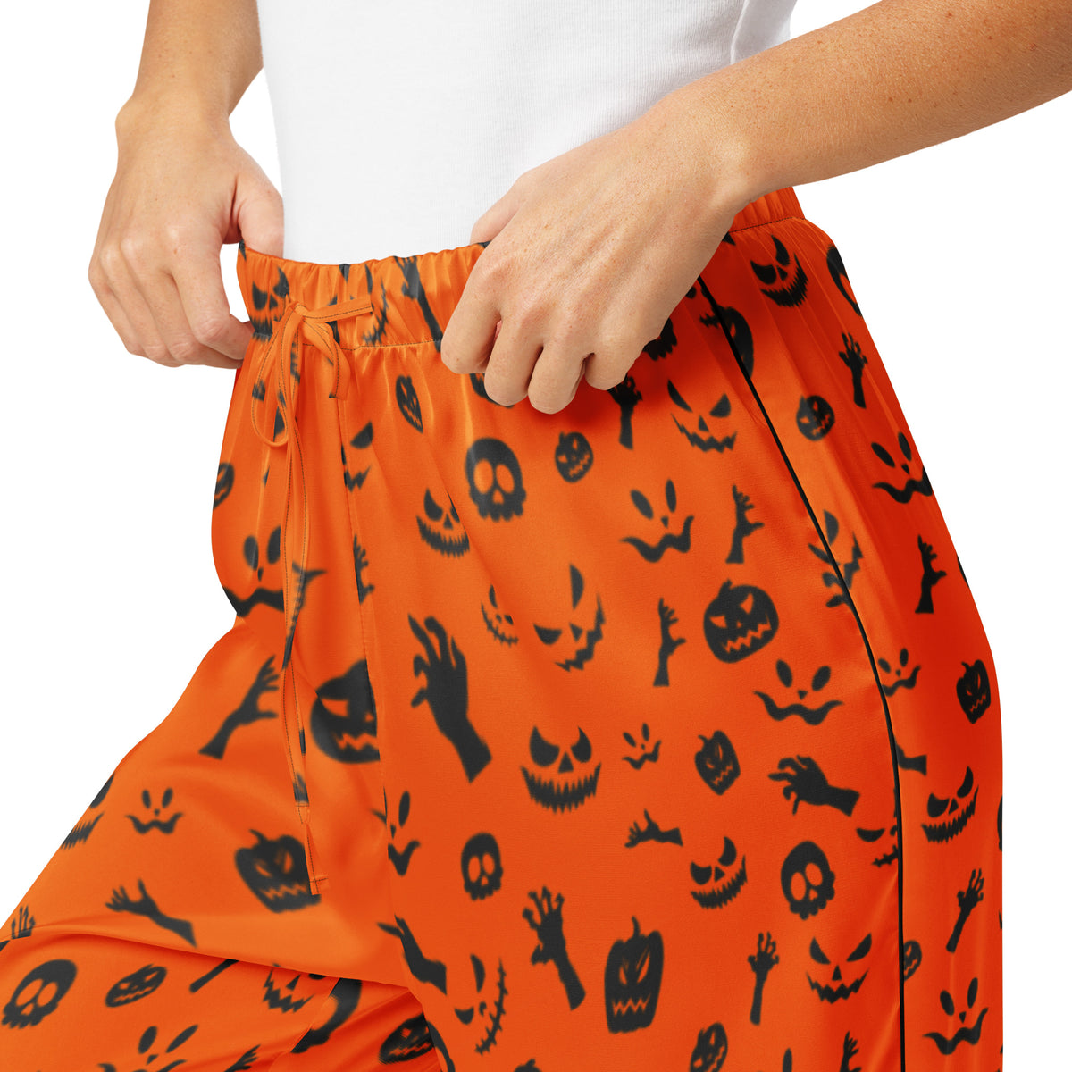 Trendy Cute Orange Halloween Pattern Women's Pajama Pants Casual Wear Shop Cute Orange Halloween Pattern Women's Pajama Pants for cozy nights, festive lounging, and spooky-season comfort in a playful print. Celebrate spooky season in Cute Orange Halloween Pattern Women's Pajama Pants with a fun festive design and all-night comfort. Buy Cute Orange Halloween Pattern Women's Pajama Pants, made for comfy fall evenings, costume parties, and relaxing at home.
